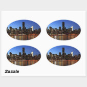 NYC New York City Manhattan Night Ovale Sticker (Vel)