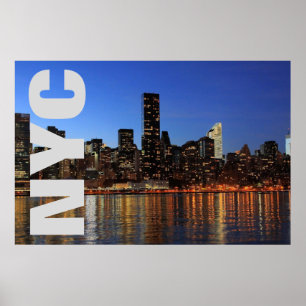 NYC New York City Manhattan Night Poster