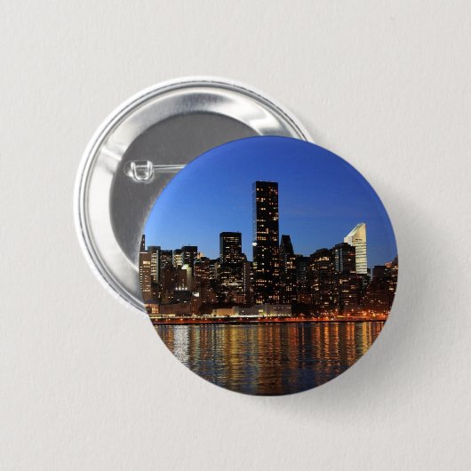 NYC New York City Manhattan Night Ronde Button 5,7 Cm (Voorkant /achterkant)