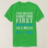 NYC New York City Marathon vergeet nooit je eerste T-shirt (Design voorkant)