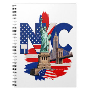 NYC New York City Patriottische Silhouette Grafisc Notitieboek