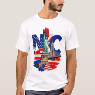 NYC New York City Patriottische Silhouette Grafisc T-shirt
