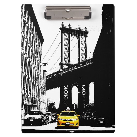 Nyc New York City Pop Art Yellow Taxi Brooklyn Klembord (Voorkant)