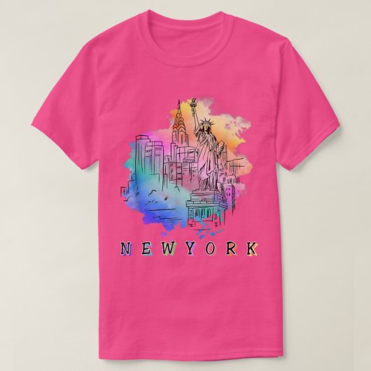 NYC New York City Skylines Vrijheidsbeeld T-shirt (Design voorkant)