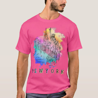 NYC New York City Skylines Vrijheidsbeeld T-shirt