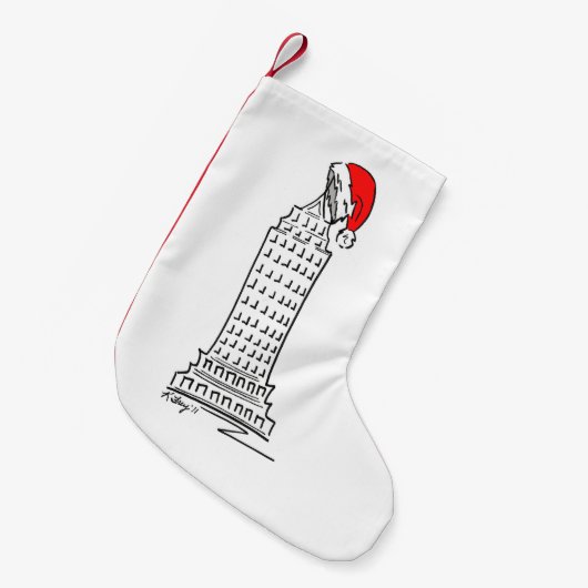 NYC New York City Skyscraper Red Kerstmis Kleine Kerstsok (Voorkant (Hangend))