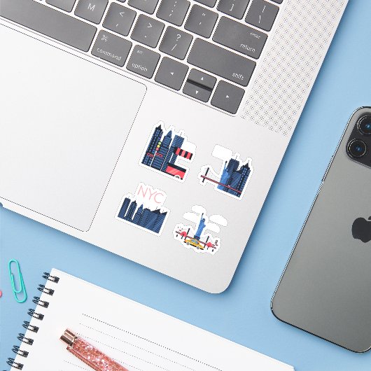 NYC (New York City) Stickers (Laptop met iPhone)