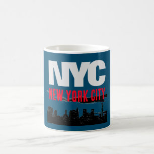 NYC New York City USA Retro  Blauw Koffiemok