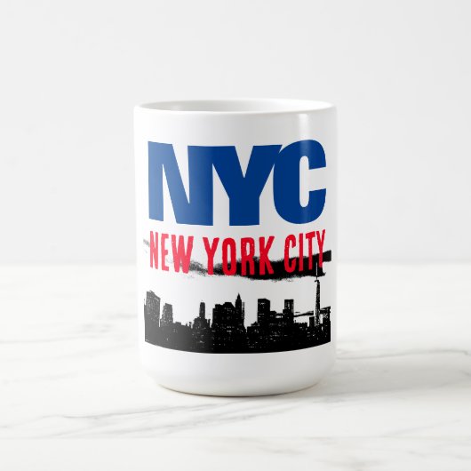 NYC New York City USA Retro  Blauw Rood Wit Koffiemok (Center)