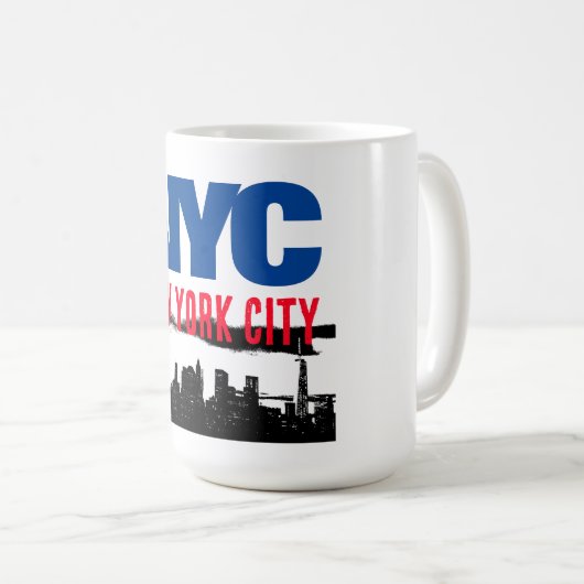 NYC New York City USA Retro  Blauw Rood Wit Koffiemok (Voorkant rechts)
