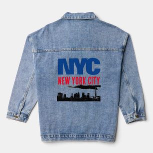 NYC New York City USA Retro  Marine Blauw Denim Jacket
