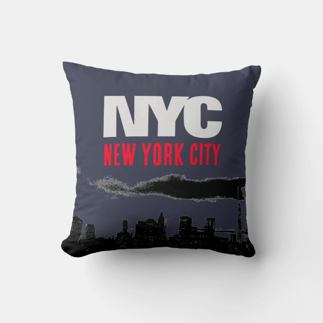 NYC New York City USA Retro  Marine Blauw Kussen (Voorkant)