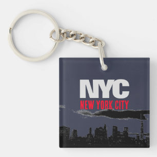 NYC New York City USA Retro  Marine Blauw Sleutelhanger