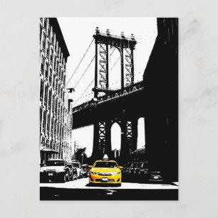 Nyc New York City Yellow Taxi Brooklyn Bridge Briefkaart