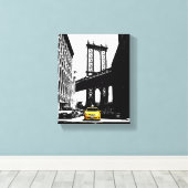 Nyc New York City Yellow Taxi Brooklyn Bridge Canvas Afdruk (Insitu (Houten vloer))