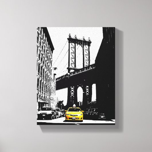 Nyc New York City Yellow Taxi Brooklyn Bridge Canvas Afdruk (Voorkant)