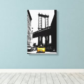 Nyc New York City Yellow Taxi Brooklyn Bridge Canvas Afdruk (Insitu (Houten vloer))