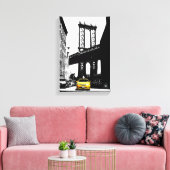 Nyc New York City Yellow Taxi Brooklyn Bridge Canvas Afdruk (Insitu (Woonkamer))