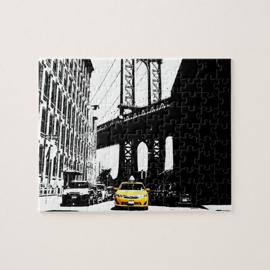 Nyc New York City Yellow Taxi Brooklyn Bridge Legpuzzel (Horizontaal)