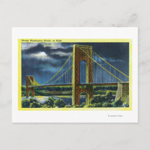 NYC, New York, George Washington Bridge bij nacht Briefkaart