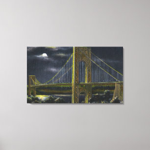 NYC, New York, George Washington Bridge bij nacht Canvas Afdruk