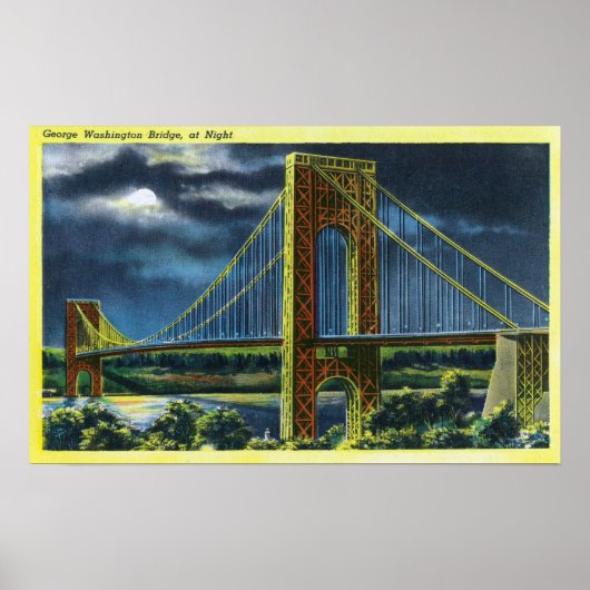 NYC, New York, George Washington Bridge bij nacht  Poster (Voorkant)