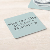 NYC New York Latitude Longitude Kartonnen Onderzetters (Schuin)