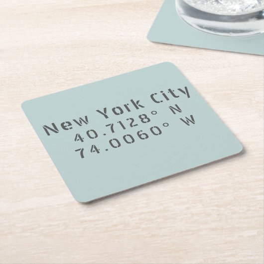 NYC New York Latitude Longitude Kartonnen Onderzetters (Schuin)