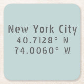 NYC New York Latitude Longitude Kartonnen Onderzetters (Voorkant)