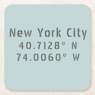 NYC New York Latitude Longitude Kartonnen Onderzetters