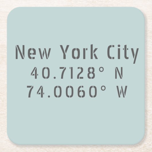 NYC New York Latitude Longitude Kartonnen Onderzetters (Voorkant)