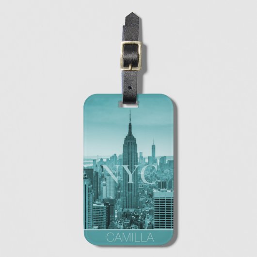 NYC New York Manhattan Empire State skyline aangep Bagagelabel (Voorkant (verticaal))