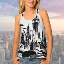 NYC New York Zwart Wit Graphic Vrouwen Tanktop