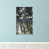 NYC, New YorkChrysler Building bij nacht # 1 Canvas Afdruk (Insitu (Houten vloer))