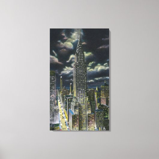 NYC, New YorkChrysler Building bij nacht # 1 Canvas Afdruk (Voorkant)