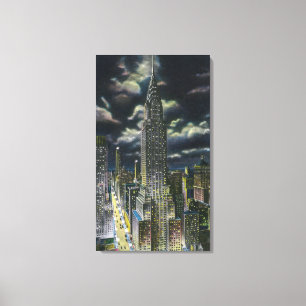 NYC, New YorkChrysler Building bij nacht # 1 Canvas Afdruk