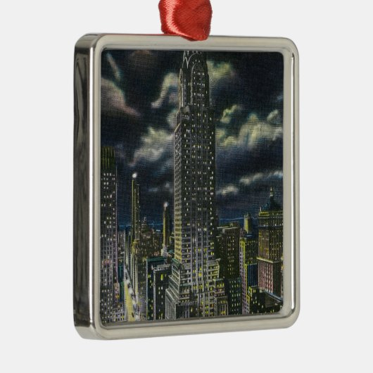 NYC, New YorkChrysler Building bij nacht # 1 Metalen Ornament (Rechts)