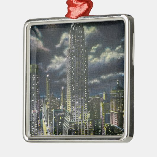 NYC, New YorkChrysler Building bij nacht # 1 Metalen Ornament (Links)