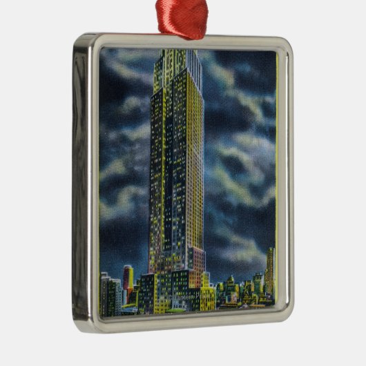 NYC, New YorkEmpire State Building at Night Metalen Ornament (Rechts)