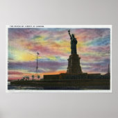 NYC, New YorkSunrise Uitzicht van Vrijheidsbeeld Poster (Voorkant)