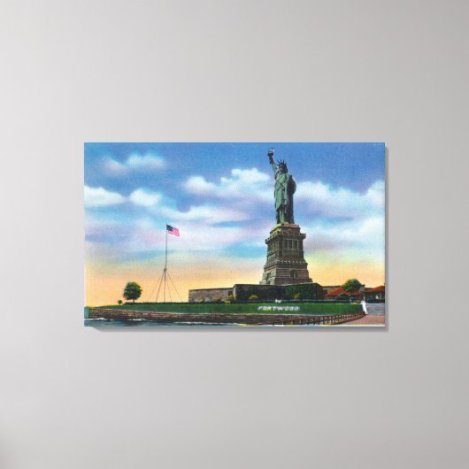 NYC, New YorkView of the Statue of Liberty Canvas Afdruk (Voorkant)