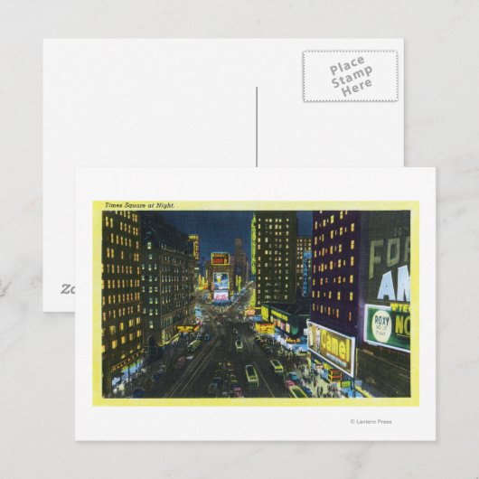 NYC, New YorkView of Times Square at Night # 1 Briefkaart (Voorkant / Achterkant)
