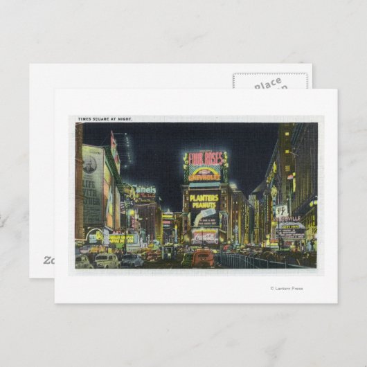 NYC, New YorkView of Times Square at Night # 2 Briefkaart (Voorkant / Achterkant)