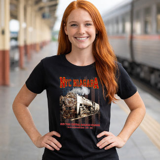 NYC Niagara stoomlocomotief met Amerikaanse vlag T-shirt