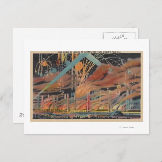 NYC, NY - Vuurwerk in Lagoon of Nations Worlds Briefkaart (Voorkant / Achterkant)