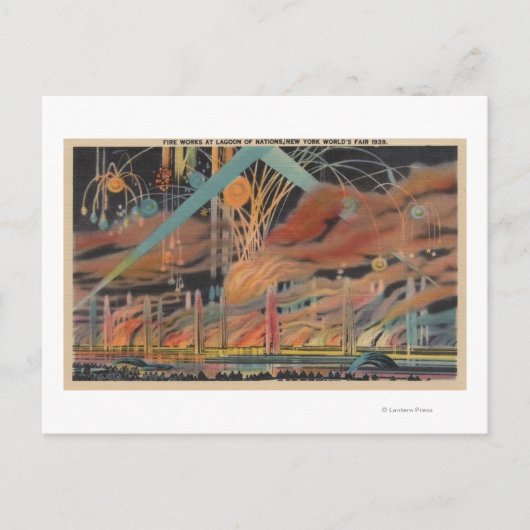 NYC, NY - Vuurwerk in Lagoon of Nations Worlds Briefkaart (Voorkant)