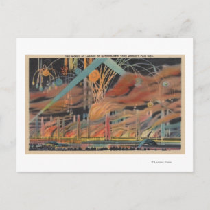 NYC, NY - Vuurwerk in Lagoon of Nations Worlds Briefkaart