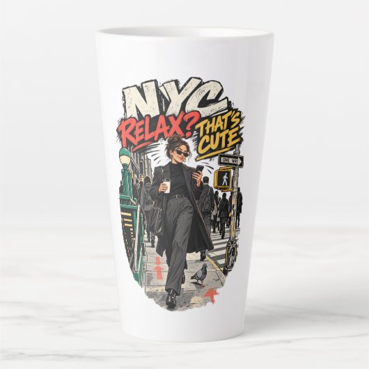 NYC Ontspan Dat Is Schattig Latte Mok (Voorkant)