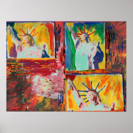 NYC origineel schilderij 9-11 beeld van vrijheid Poster