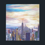 NYC Panorama met Chrysler en Empire State Notitieblok<br><div class="desc">Acrylschilderij van de beroemde New York City Skyline met het nieuwe World Center 1, Chrysler Building en Empire State Building</div>